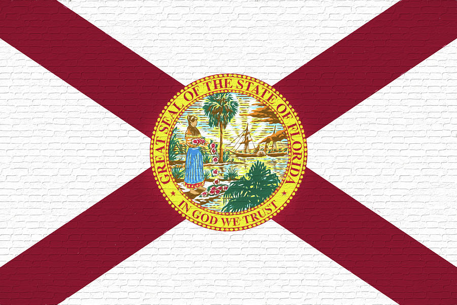 Flag of Florida Wall. Digital Art by Roy Pedersen