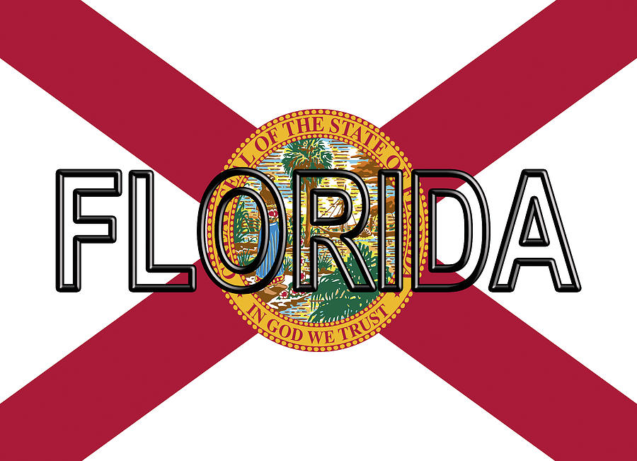 Flag of Florida Word Digital Art by Roy Pedersen
