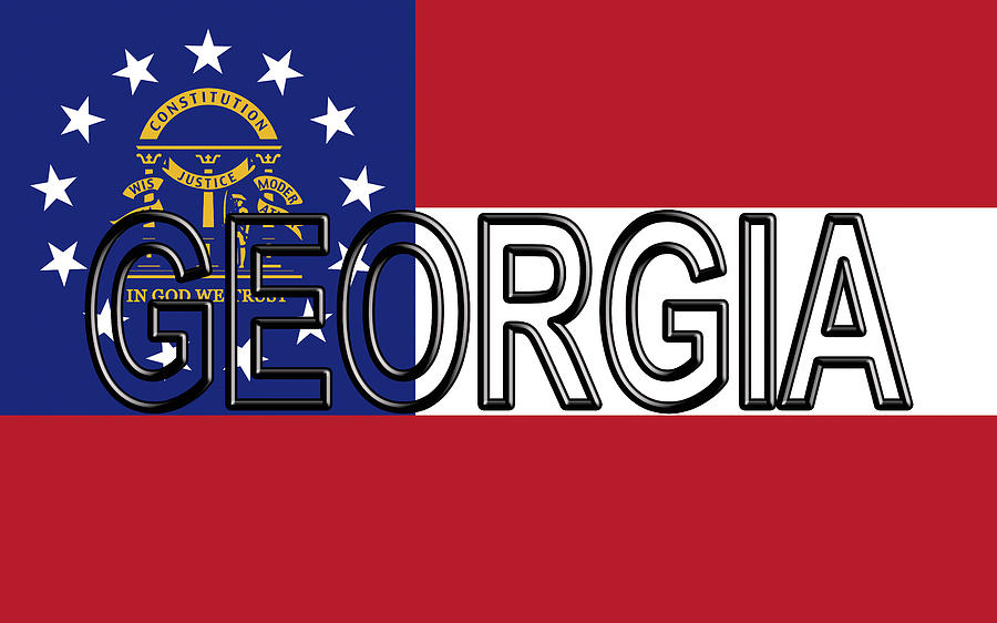 Flag of Georgia Word Digital Art by Roy Pedersen