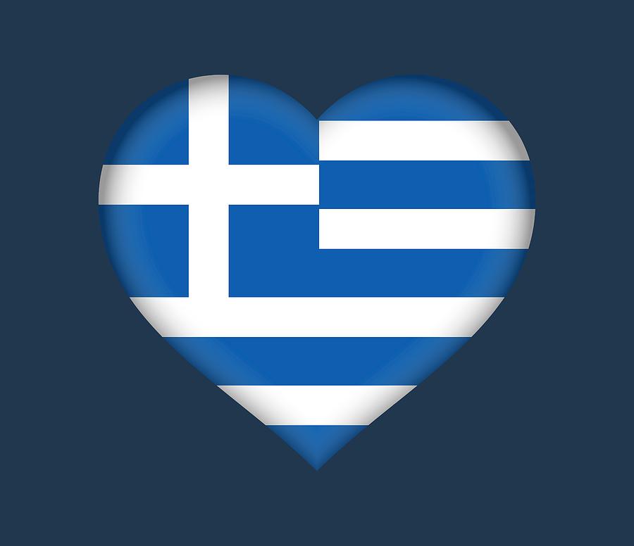 Flag of Greece Heart Digital Art by Roy Pedersen