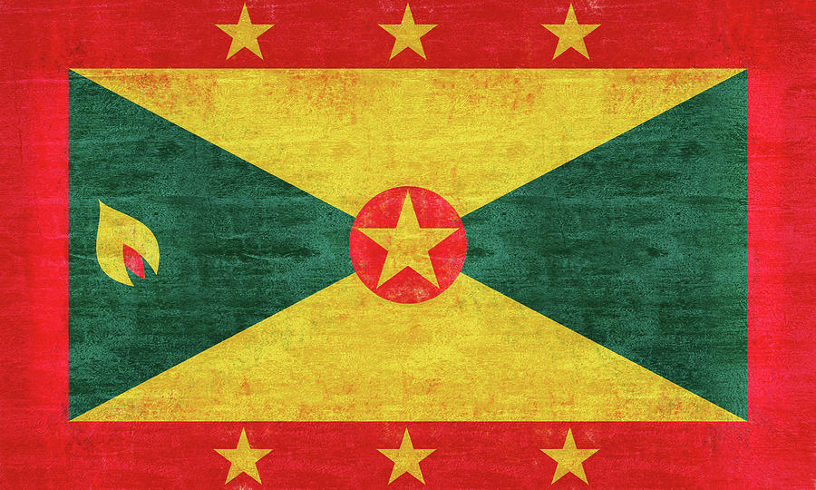 Flag of Grenada Grunge Digital Art by Roy Pedersen