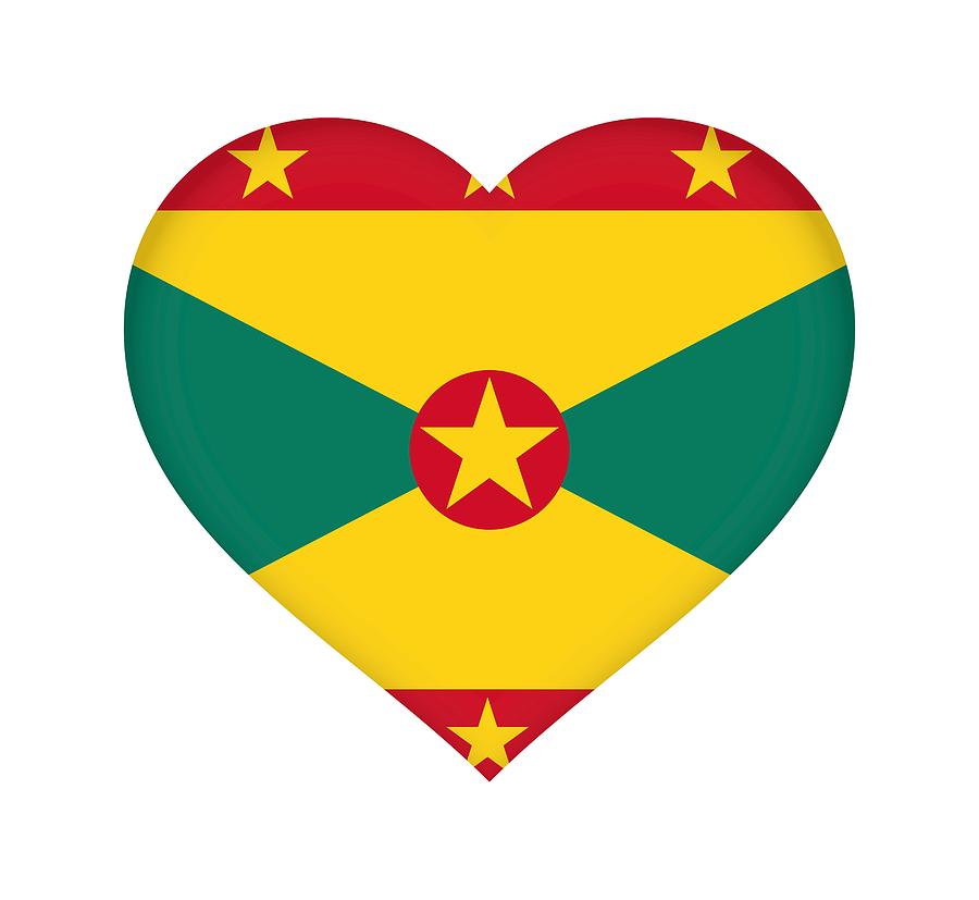 Flag of Grenada Heart Digital Art by Roy Pedersen