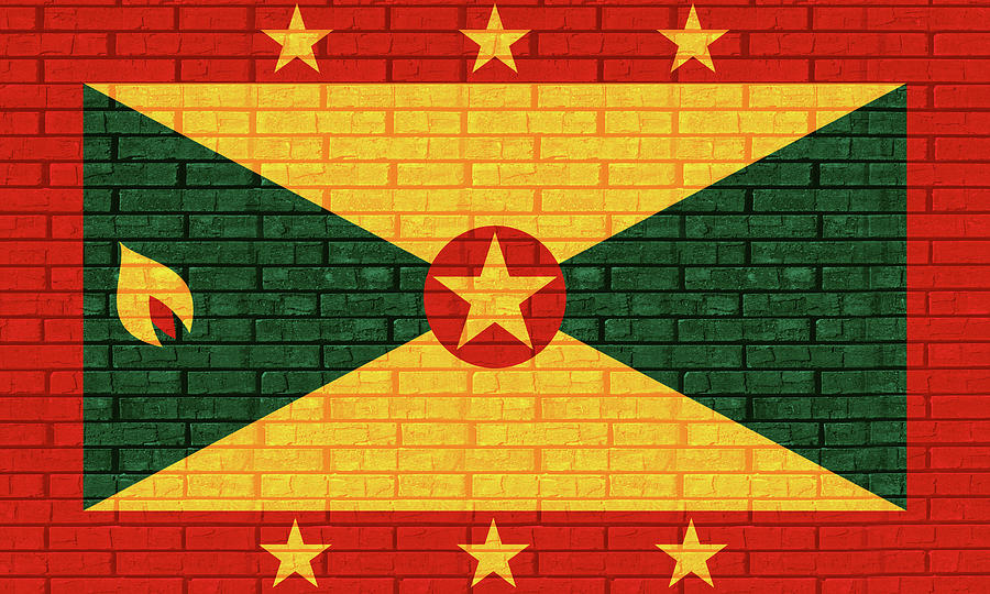 Flag of Grenada Wall Digital Art by Roy Pedersen