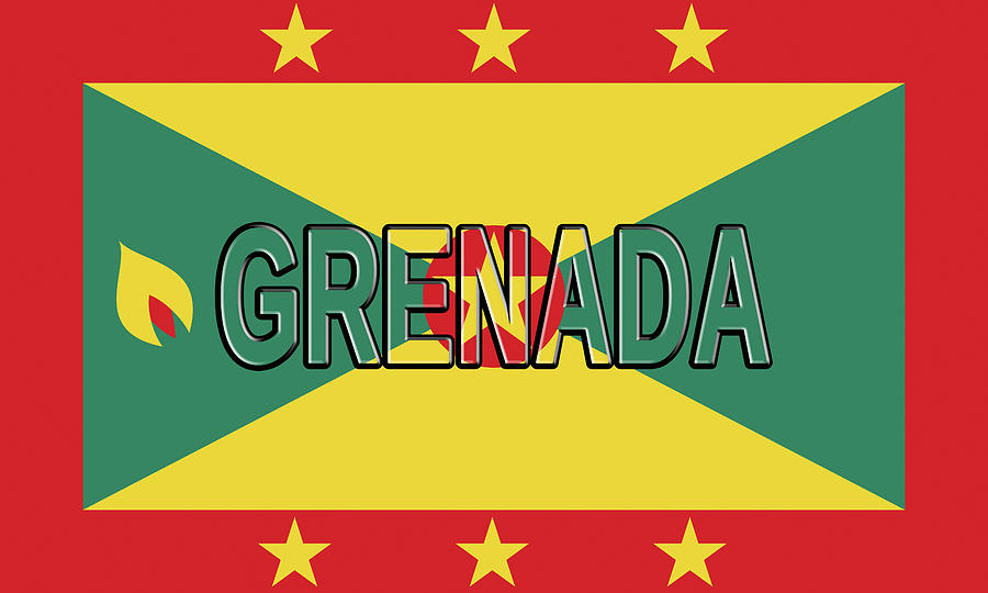 Flag of Grenada Word Digital Art by Roy Pedersen