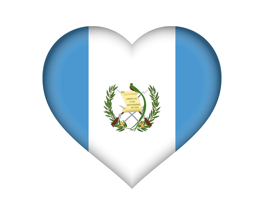 Flag of Guatemala Heart Digital Art by Roy Pedersen