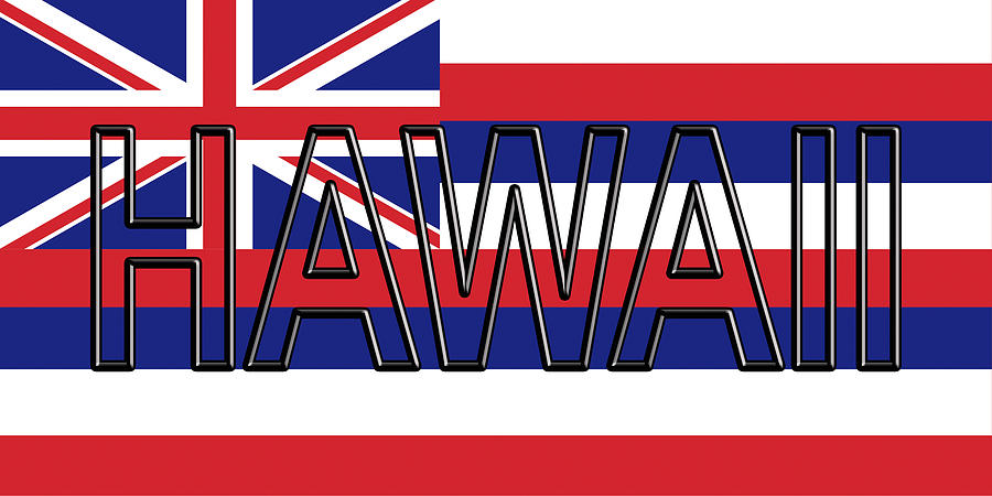 Flag of Hawaii Word Digital Art by Roy Pedersen