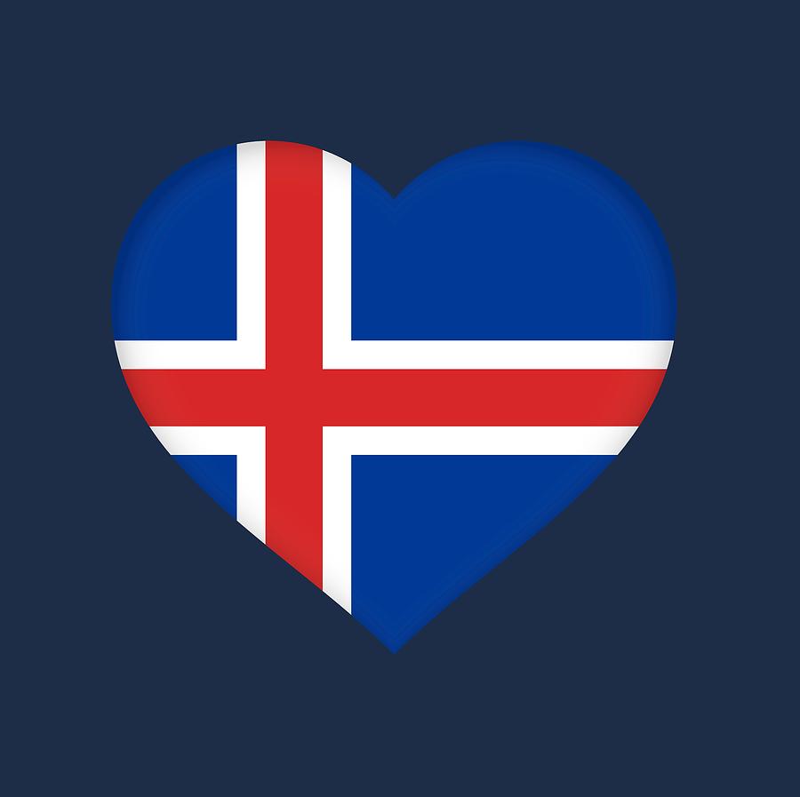 Flag of Iceland Heart Digital Art by Roy Pedersen