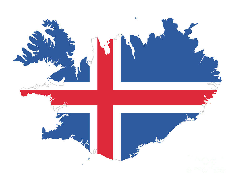 Flag of Iceland in country silhouette Digital Art by Peter Hermes ...