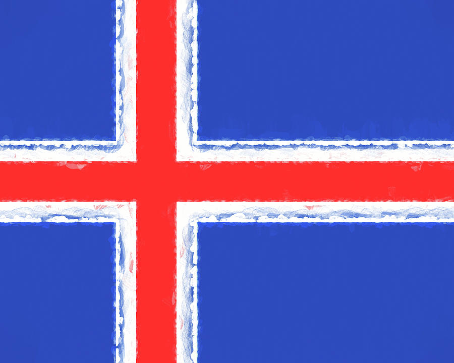 Flag of Iceland Smudged Digital Art by Roy Pedersen