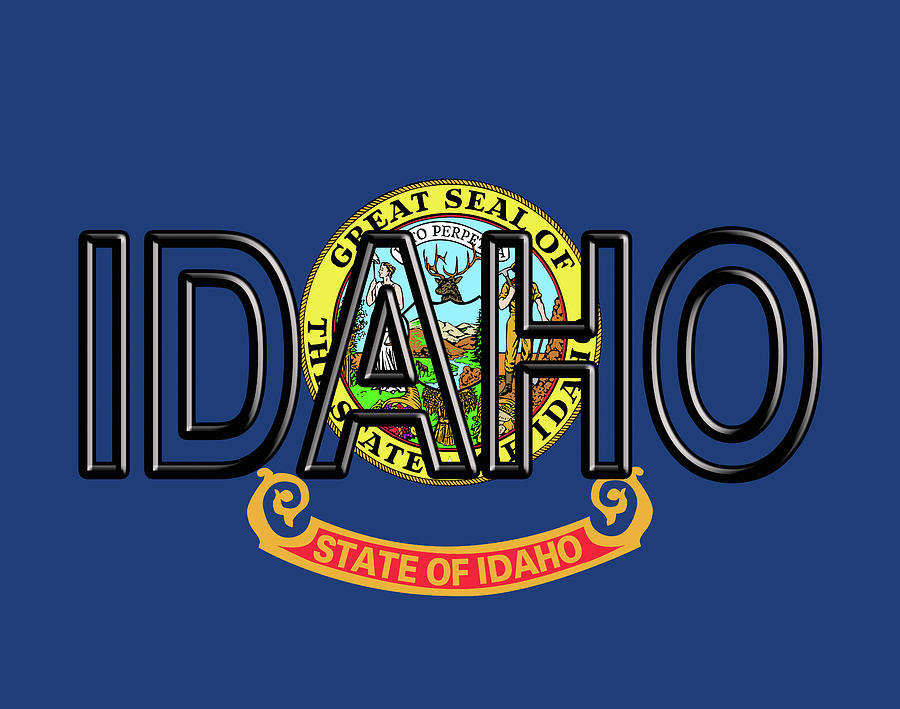 Flag of Idaho Word Digital Art by Roy Pedersen