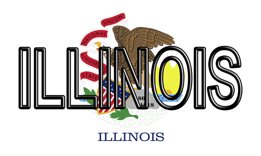Flag of Illinois Word Digital Art by Roy Pedersen