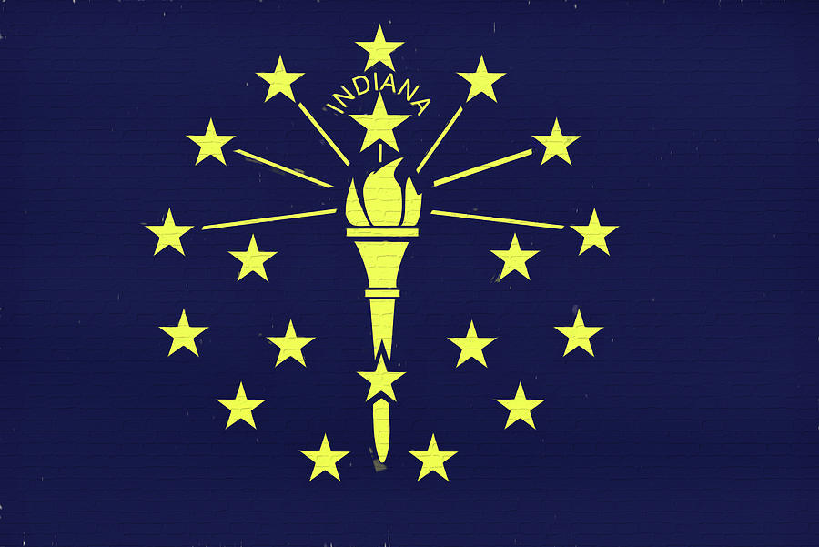 Flag of Indiana Wall Digital Art by Roy Pedersen