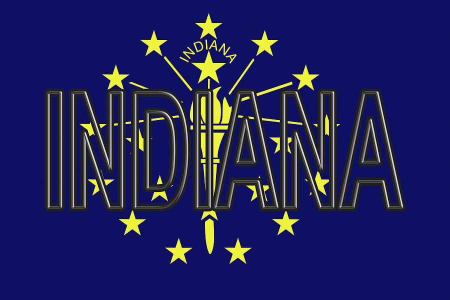 Flag of Indiana Word Digital Art by Roy Pedersen