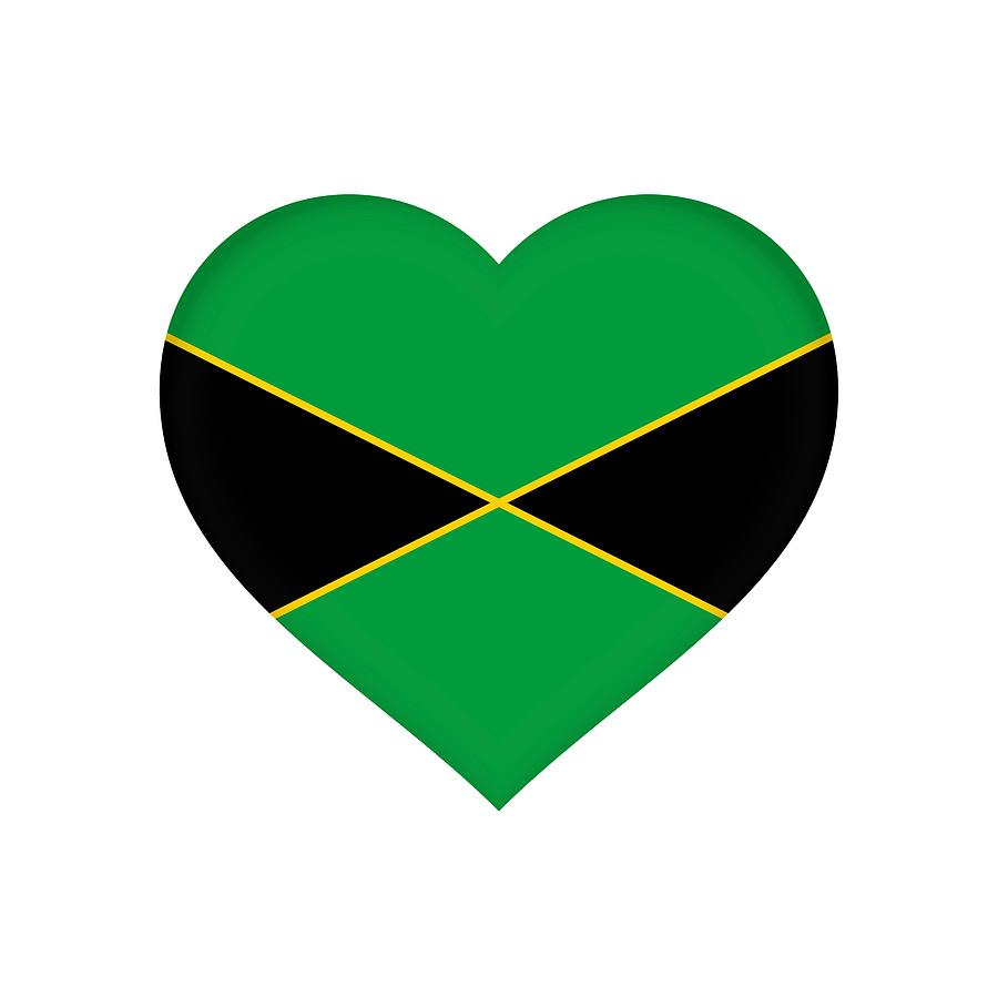 Flag of Jamaica Heart Digital Art by Roy Pedersen
