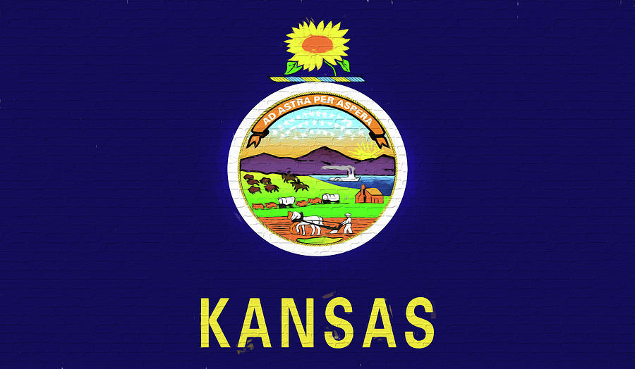 Flag of Kansas Wall Digital Art by Roy Pedersen