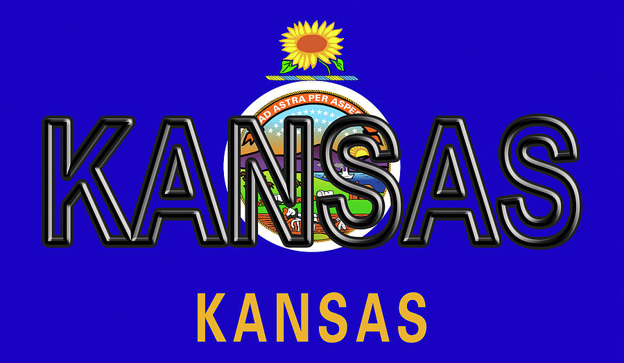 Flag of Kansas Word Digital Art by Roy Pedersen