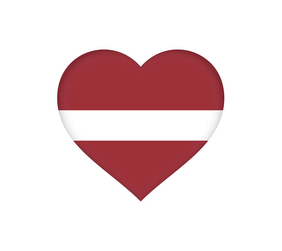Flag of Latvia Heart Digital Art by Roy Pedersen