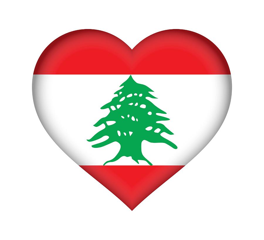 Flag Digital Art - Flag of Lebanon Heart by Roy Pedersen