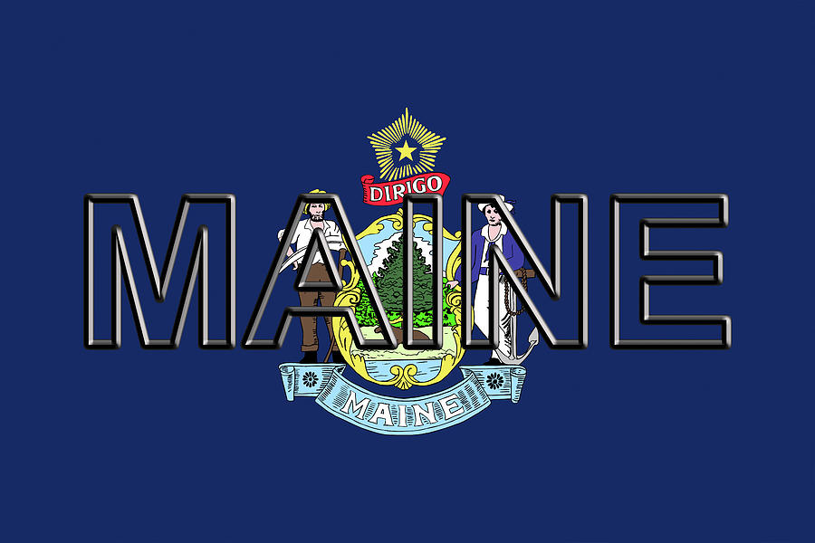 Flag of Maine  Word Digital Art by Roy Pedersen