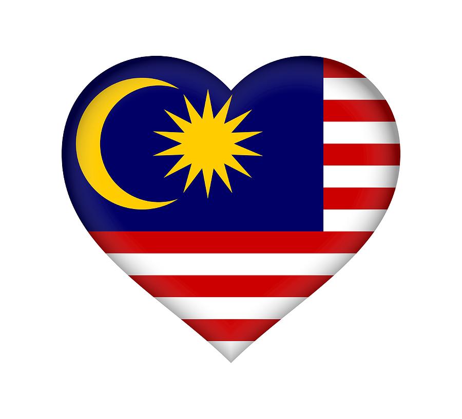 Flag of Malaysia Heart Digital Art by Roy Pedersen - Pixels