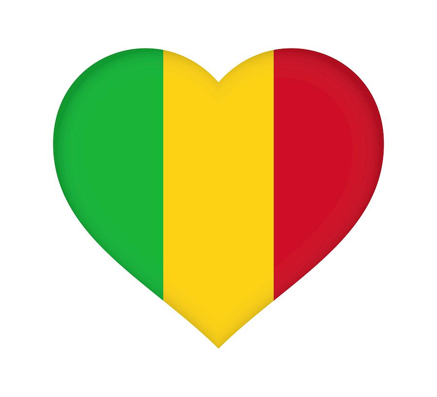 Flag of  Mali Heart  Digital Art by Roy Pedersen