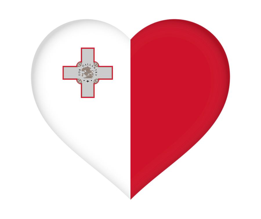 Flag of Malta Heart Digital Art by Roy Pedersen