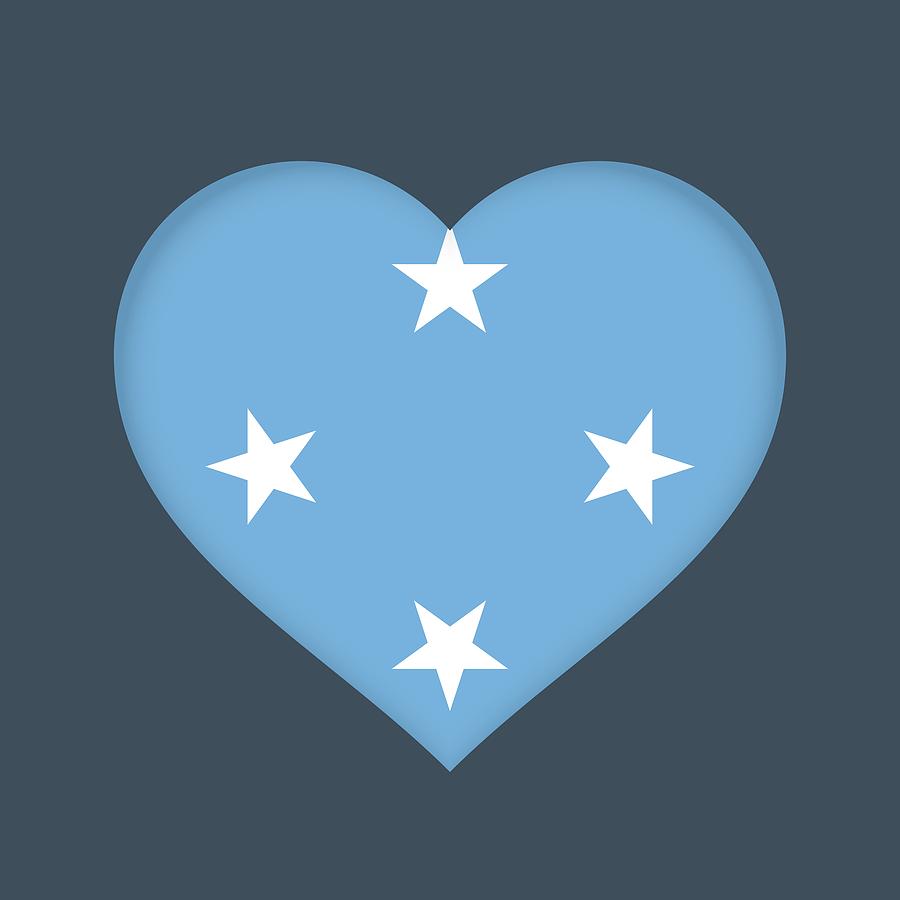 Flag of Micronesia Heart Digital Art by Roy Pedersen