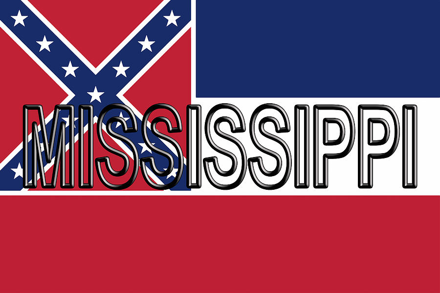 Flag of Mississippi Word Digital Art by Roy Pedersen