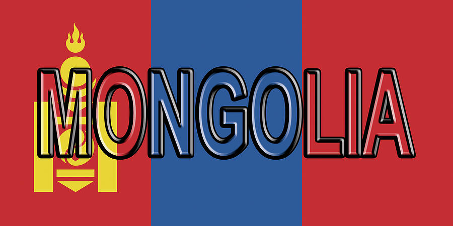 Flag of Mongolia Word. Digital Art by Roy Pedersen