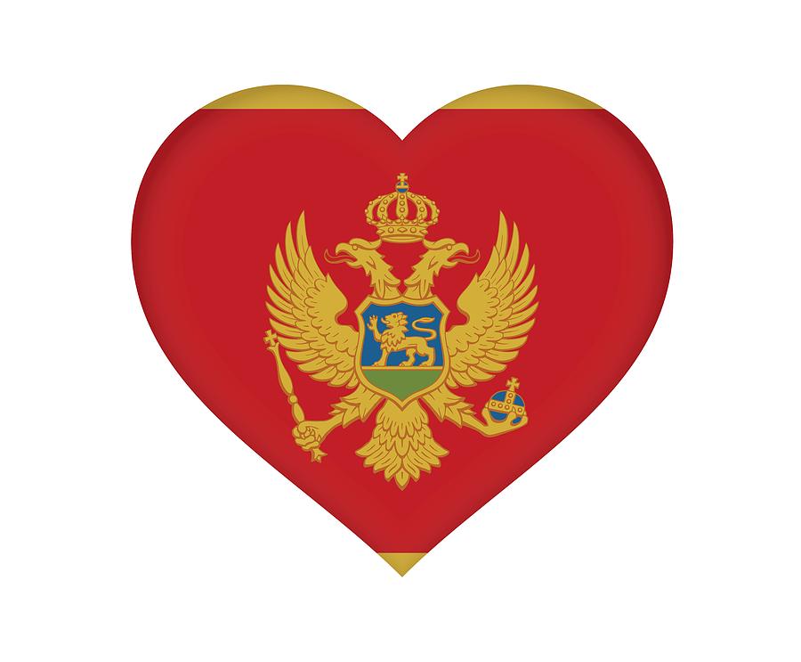 Flag of Montenegro Heart Digital Art by Roy Pedersen