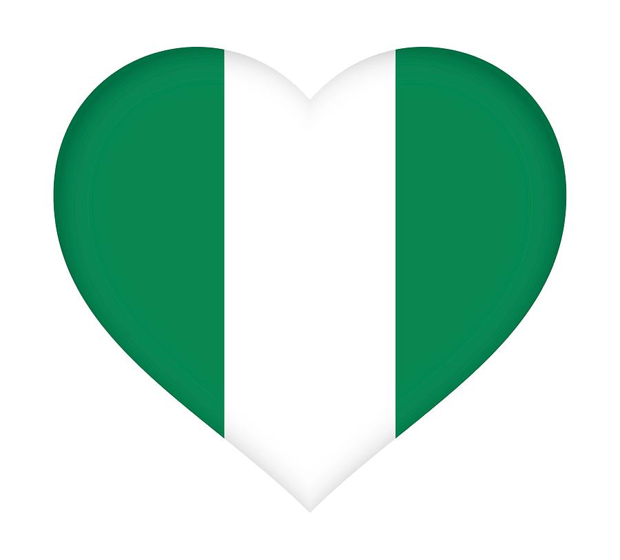 Flag of Nigeria Heart Digital Art by Roy Pedersen - Pixels