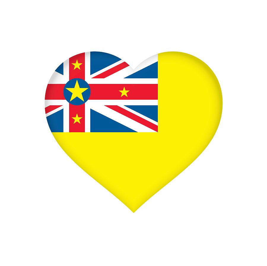 Flag of Niue Heart Mixed Media by Roy Pedersen
