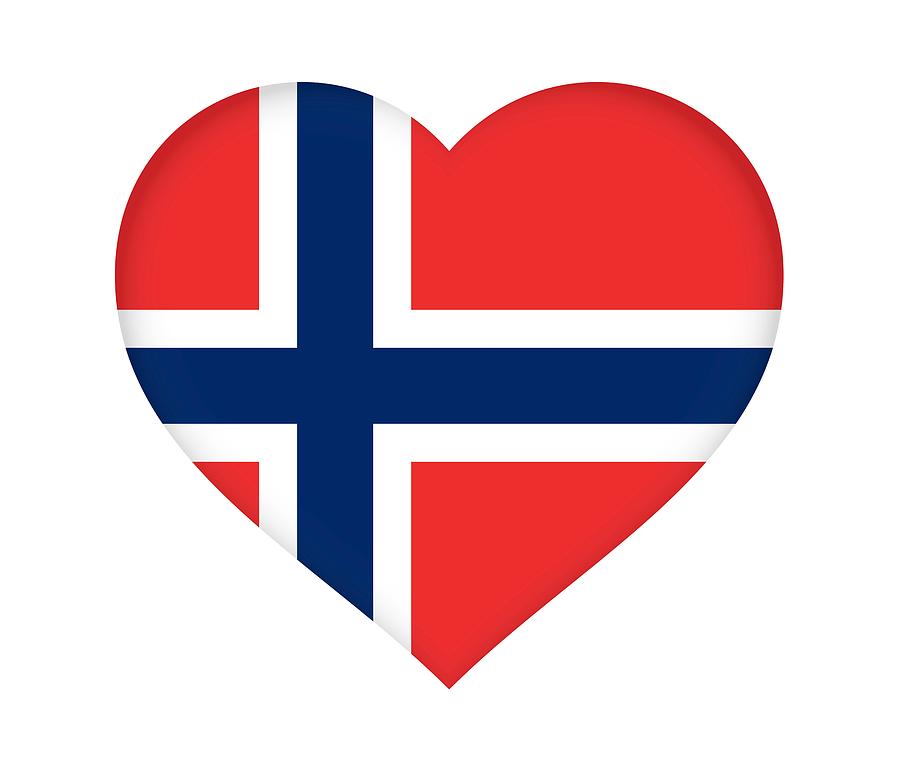 Flag of Norway Heart Digital Art by Roy Pedersen