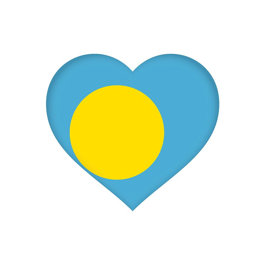 Flag of Palau Heart  Digital Art by Roy Pedersen