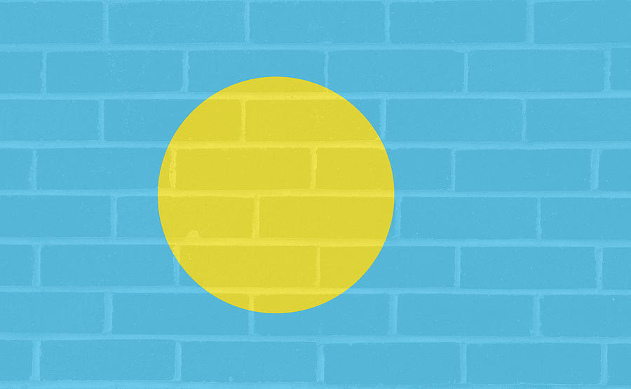 Flag of Palau Wall Digital Art by Roy Pedersen