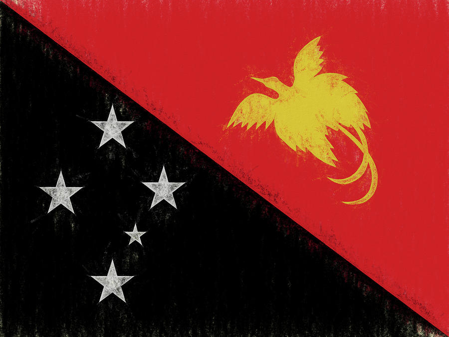 Flag of Papua New Guinea Gunge Digital Art by Roy Pedersen