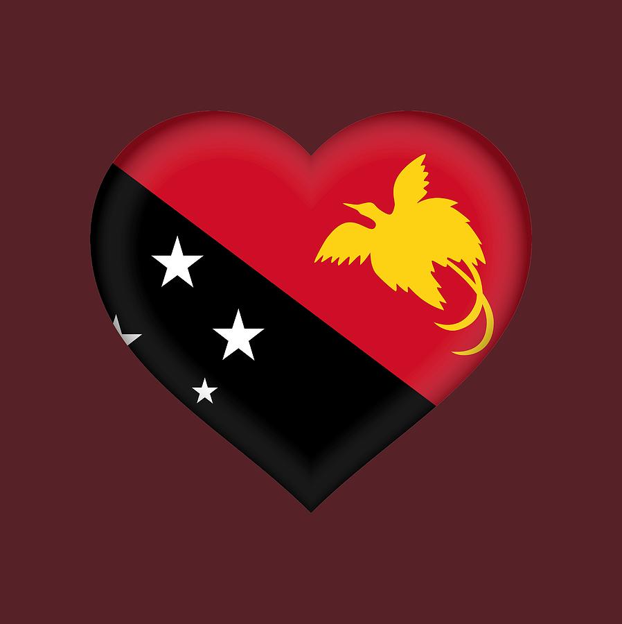 Flag of Papua New Guinea Heart Digital Art by Roy Pedersen