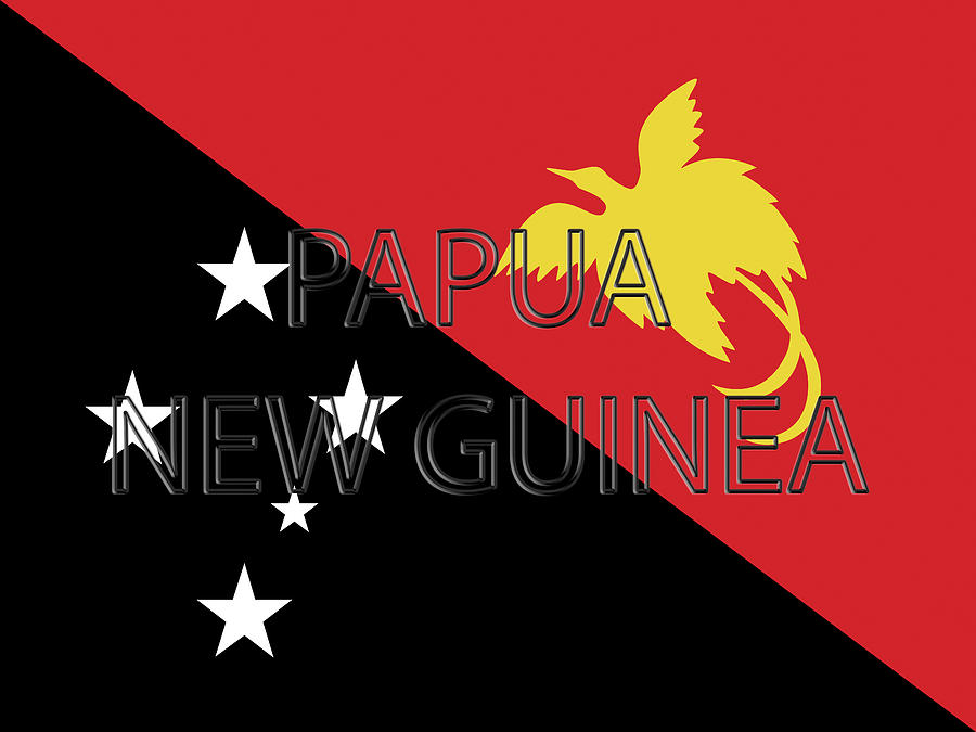 Flag of Papua New Guinea Word Digital Art by Roy Pedersen