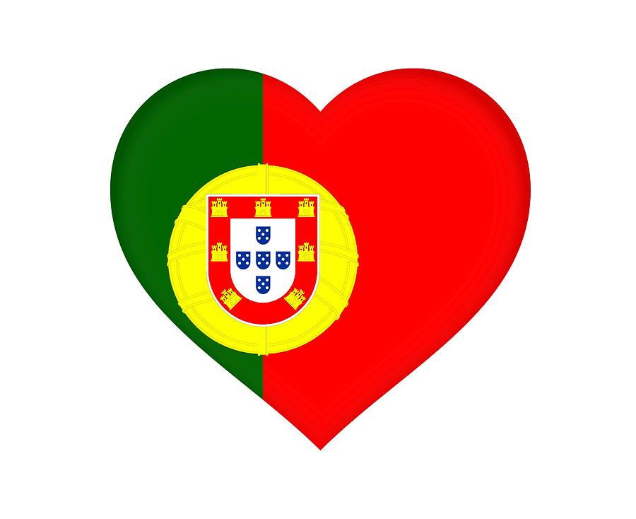 Flag of Portugal Heart Digital Art by Roy Pedersen