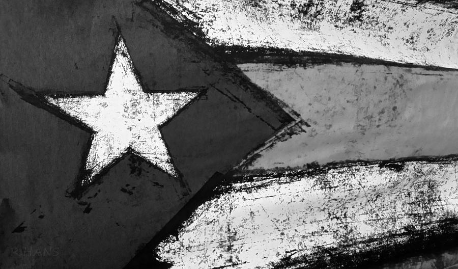 Flag Of Puerto Rico B W Photograph by Rob Hans