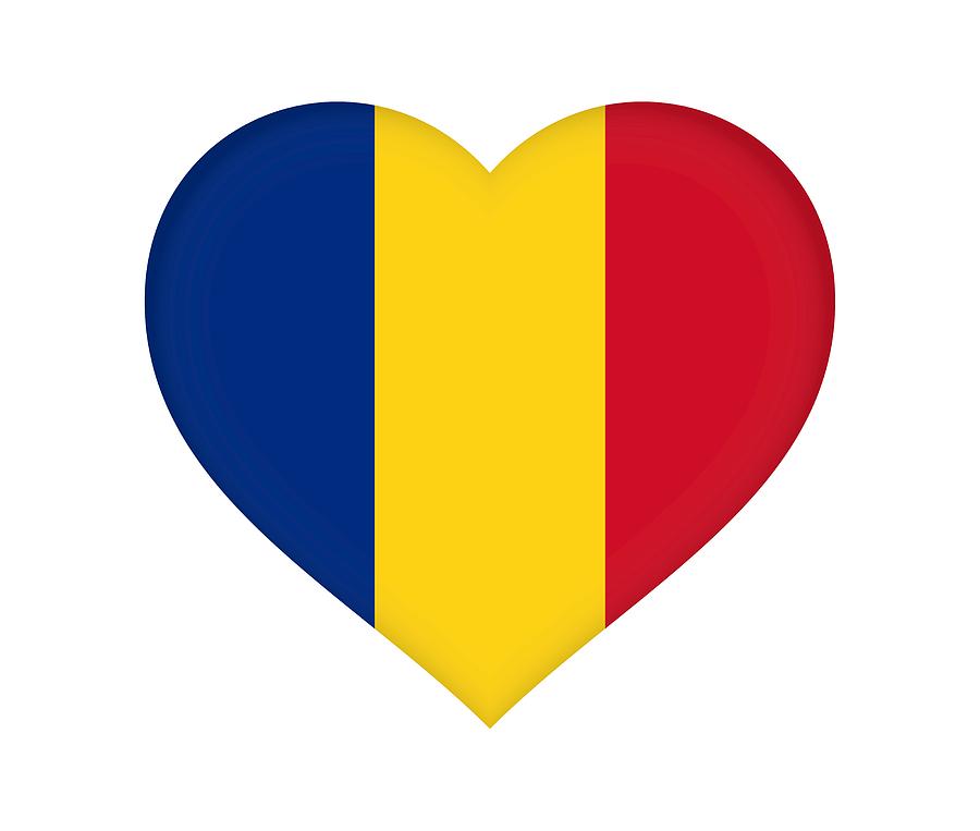 Flag of Romania Heart  Digital Art by Roy Pedersen