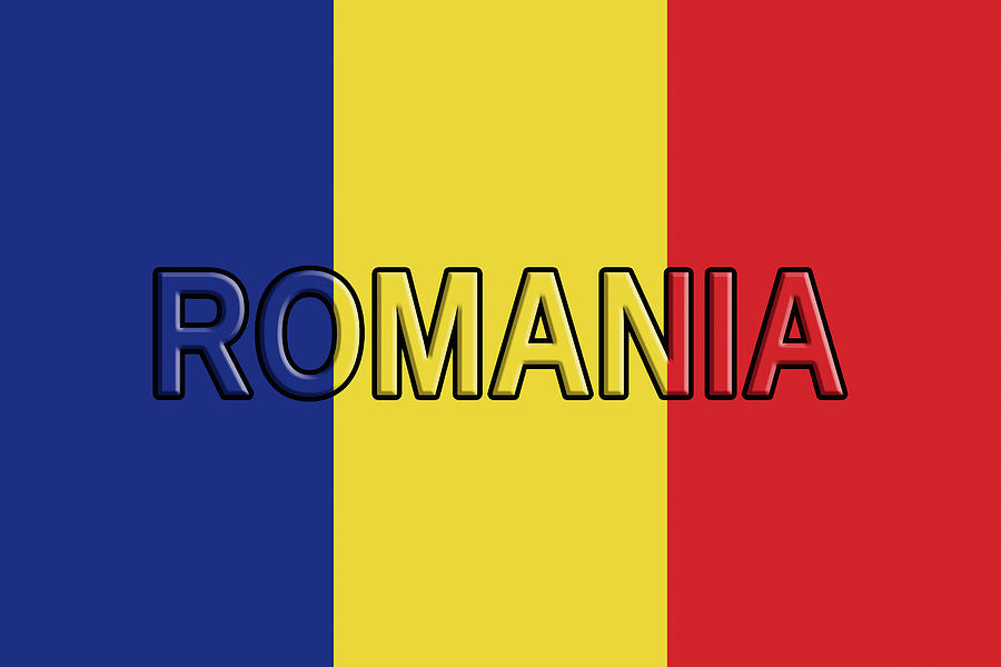 Flag of Romania with Text Digital Art by Roy Pedersen