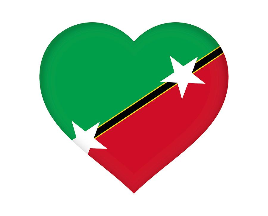 Flag of Saint Kitts and Nevis Heart Digital Art by Roy Pedersen