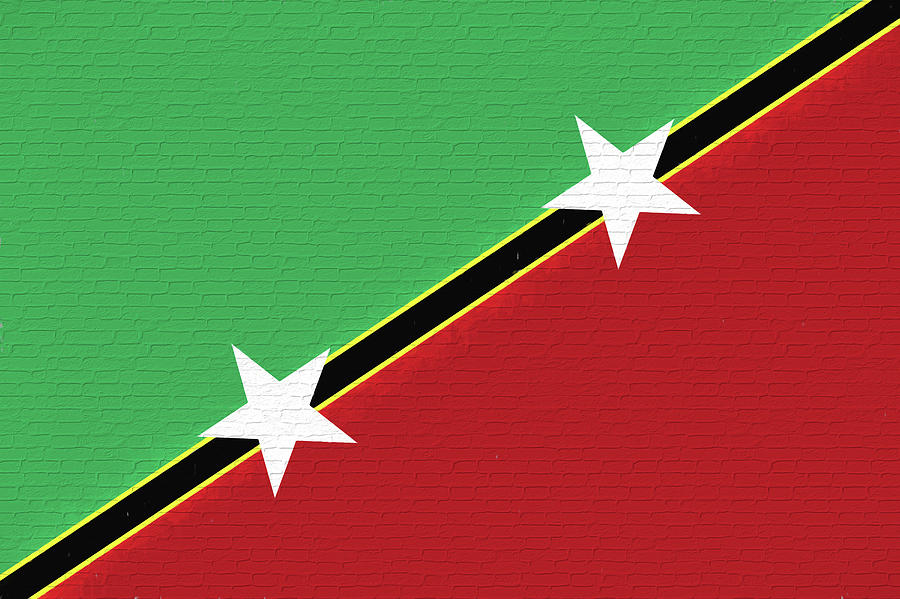 Flag of Saint Kitts and Nevis Wall. Digital Art by Roy Pedersen