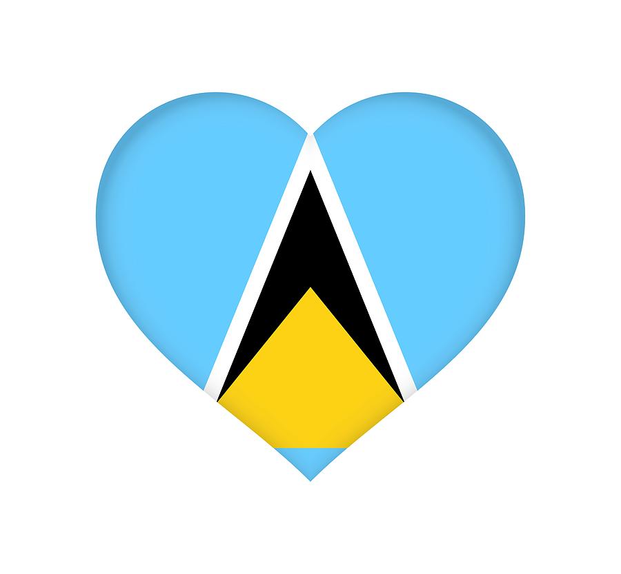 Flag of Saint Lucia Heart  Digital Art by Roy Pedersen