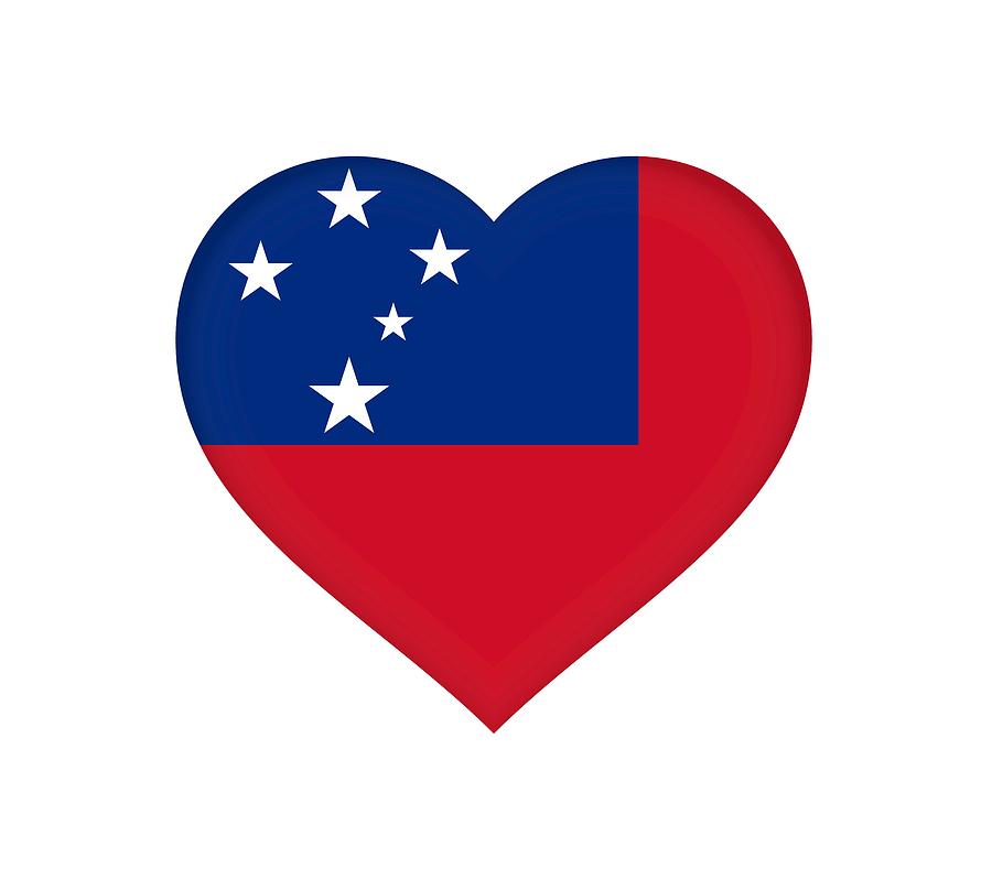 Flag of Samoa Heart Digital Art by Roy Pedersen