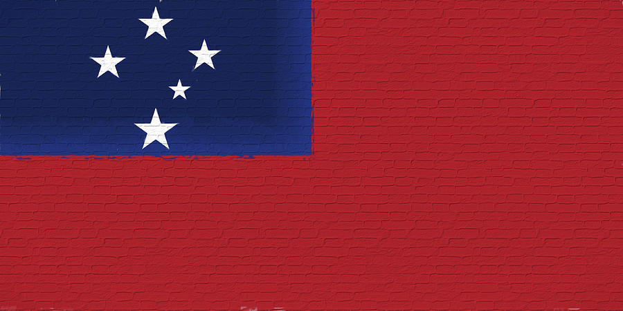 Flag of Samoa Wall Digital Art by Roy Pedersen