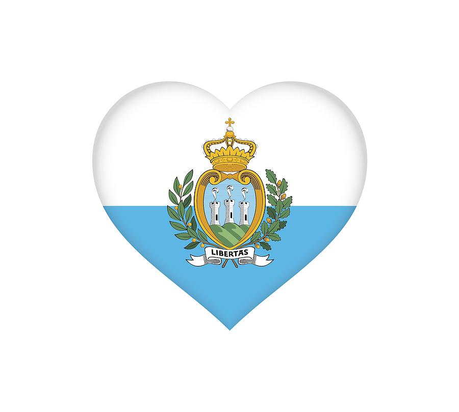 Flag of San Marino Heart Digital Art by Roy Pedersen