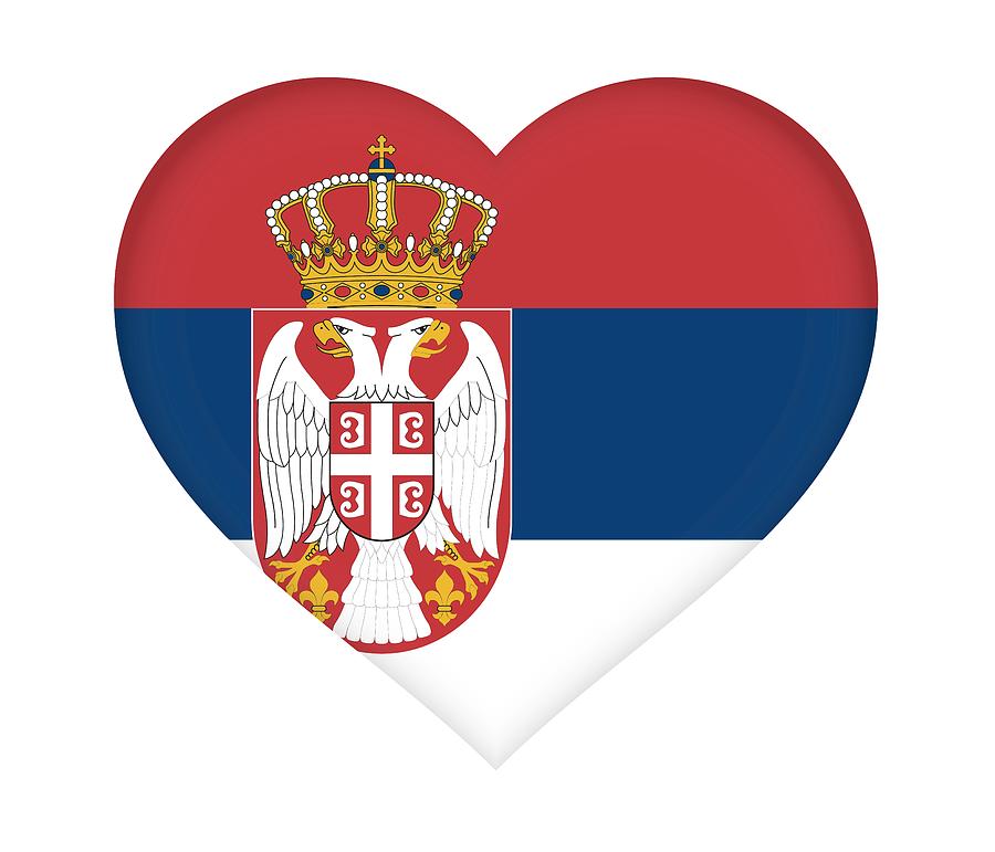 Flag of Serbia Heart Digital Art by Roy Pedersen