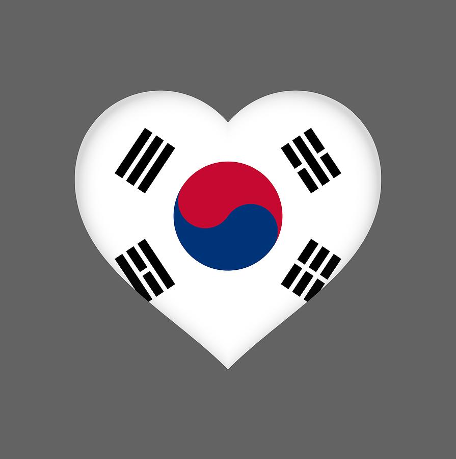 Flag of South Korea Heart. Digital Art by Roy Pedersen